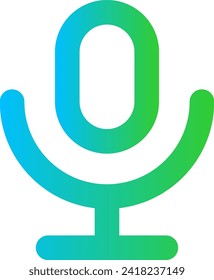 Microphone devices icon with blue and green gradient outline style. microphone, audio, mic, music, communication, sound, studio. Vector Illustration