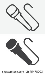 Conjunto de iconos de estilo diferente de micrófono. Versiones de línea y glifo, esquema y signo de Vector sólido, símbolo, ilustración de logotipo. Icono de música de trazo editable.