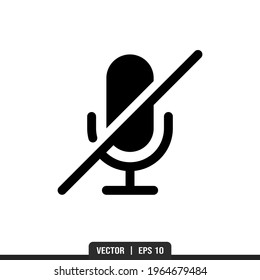 Microphone Disable Silhouette icon vector, illustration logo template in trendy style. Suitable for many purposes.