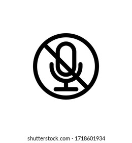 Microphone Disable Technology Outline Icon Logo Vector Illustration
