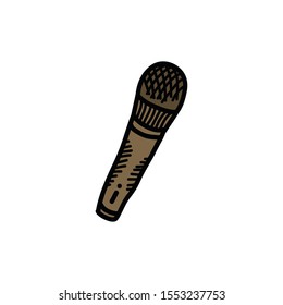 microphone doodle icon, vector illustration