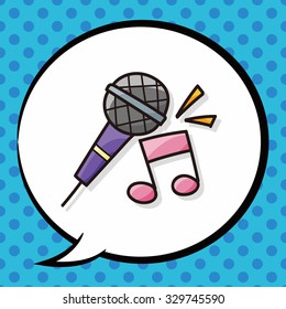 microphone doodle, speech bubble