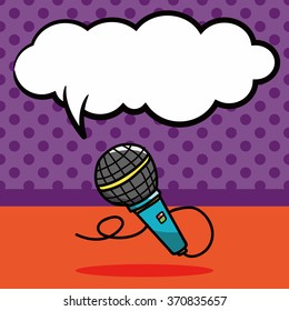 microphone doodle, speech bubble
