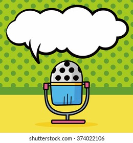 microphone doodle, speech bubble