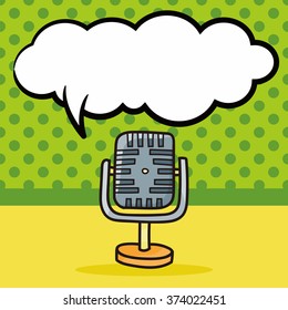 microphone doodle, speech bubble