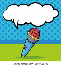 microphone doodle, speech bubble