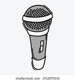microphone doodle vector icon. Drawing sketch illustration hand drawn line.