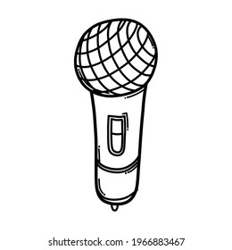 Microphone Doodle vector icon. Drawing sketch illustration hand drawn cartoon line.