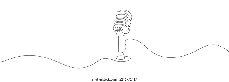 The microphone is drawn in one continuous line on a white background