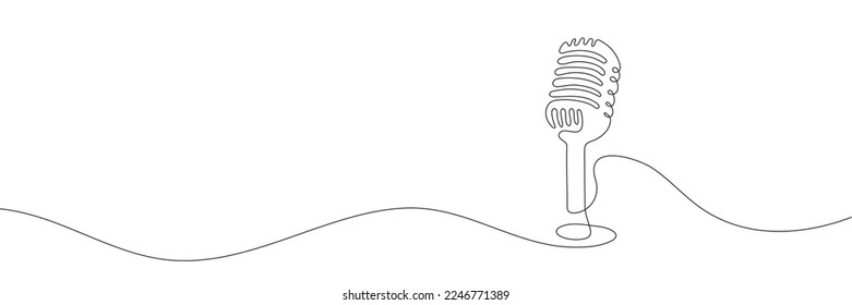 The microphone is drawn in one continuousline on a white background