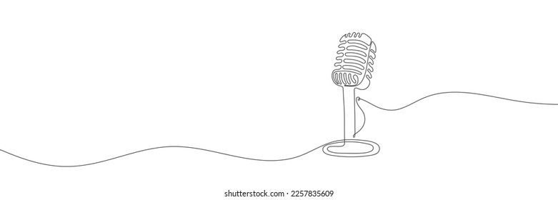 The microphone is drawn in one line on a white background