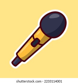 microphone, editable cartoon style sticker vector