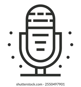 Microphone editable stroke outline icon isolated on white background flat vector illustration