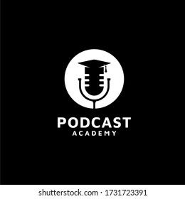 Microphone and education for smart podcast logo