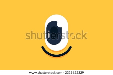 microphone emoji design forming one smiling eye, yellow background