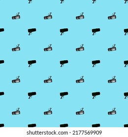 El micrófono grabó un patrón impecable. Equipo de música para estudio de estilo manual. Esbozar textura para tela, papel pintado, textil, impresión, título, papel envolvente. Ilustración vectorial.