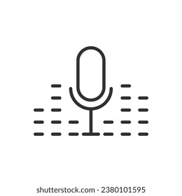 Microphone and equalizer, linear icon. Radio. Sound recording and listening. Line with editable stroke