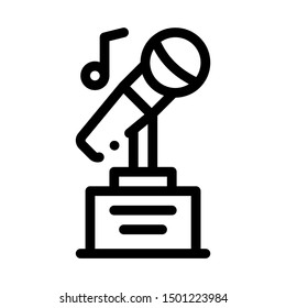Microphone Equipment For Singing Songs Vector Icon Thin Line. Contour Illustration
