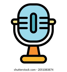 Microphone event icon. Outline microphone event vector icon color flat isolated