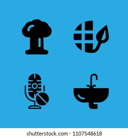microphone, explosion, ecology and sink icons vector in sample icon set for web and graphic design