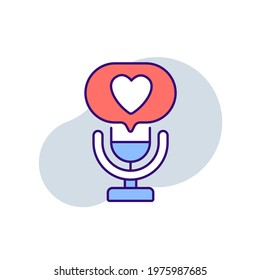 Microphone and favorite podcast RBG color icon. Podcast. Thin line vector illustration.