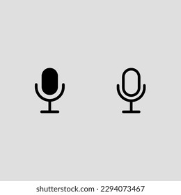microphone fill and outline icon set isolated vector illustration
