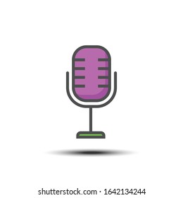 Microphone filled line icon, 64x64 pixel perfect icon, small shadow on white background
