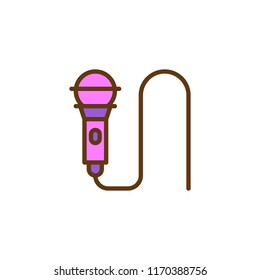 Microphone filled outline icon, line vector sign, linear colorful pictogram isolated on white. Voice recording symbol, logo illustration. Pixel perfect vector graphics