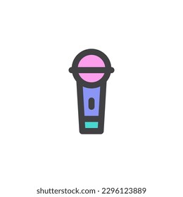 Microphone filled outline icon, line vector sign, linear colorful pictogram isolated on white. Symbol, logo illustration. Vector graphics