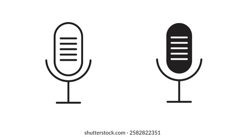 Microphone filled and outlined icons vectors on white background