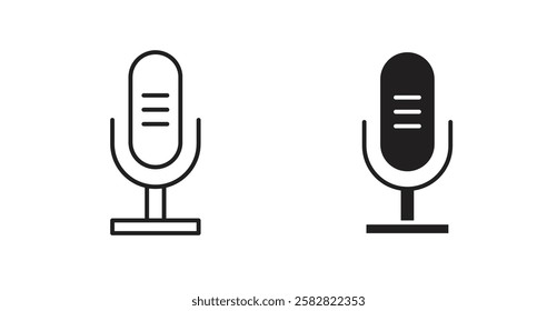 Microphone filled and outlined icons vectors on white background