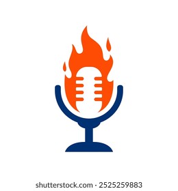 MICROPHONE FIRE PODCAST ICON LOGO