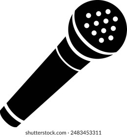 Microphone flat black vector icon.