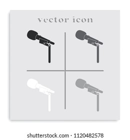 Microphone flat black and white vector icon.