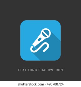Microphone Flat blue long shadow Icon / Logo Design