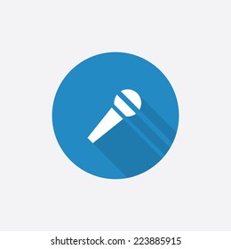 microphone Flat Blue Simple Icon with long shadow, isolated on white background  