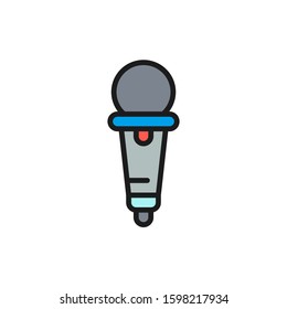 Microphone flat color line icon. Isolated on white background