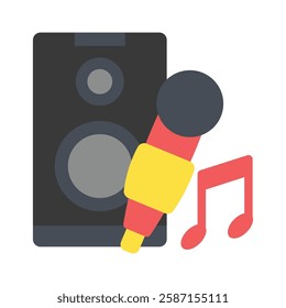 Microphone flat color, mini illustration icon. use for modern concept, print, UI, UX kit, web and app development. Vector EPS 10, related to entertainment, festival, funfair and hobbies.