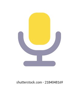 Microphone flat color ui icon. Voice recorder. Sharing voice messages. Converting text into audio. Simple filled element for mobile app. Colorful solid pictogram. Vector isolated RGB illustration