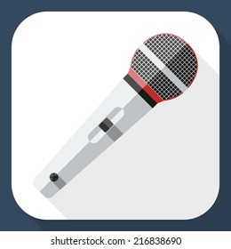 Microphone flat icon with long shadow