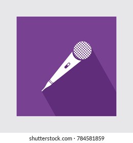 Microphone flat icon with long shadow.