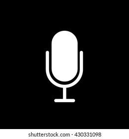 Microphone Flat Icon On Black Background