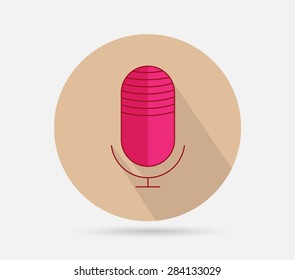 Microphone flat icon on geometric background