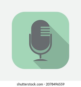 Microphone flat icon. Podcast mic symbol. Karaoke, broadcasting sign. Usage for websites and mobile apps.