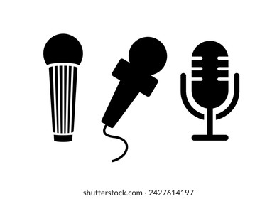 Microphone Flat Icon Set Vector design on white background