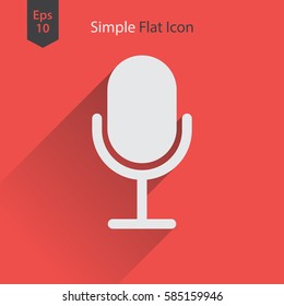 Microphone Flat Icon. Simple Sign Of Technology. Vector Illustrated Symbol