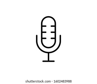 Microphone flat icon. Single high quality outline symbol for web design or mobile app.  Microphone thin line signs for design logo, visit card, etc. Outline pictogram EPS10