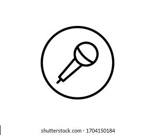 Icono plano del micrófono. Símbolo de esquema único de alta calidad para diseño web o aplicación móvil.  Señales de línea delgada del micrófono para el logotipo de diseño, tarjeta de visita, etc. Pictograma de esquema EPS10