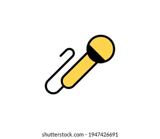 Microphone flat icon. Single high quality outline symbol for web design or mobile app.  Holidays thin line signs for design logo, visit card, etc. Outline pictogram EPS10