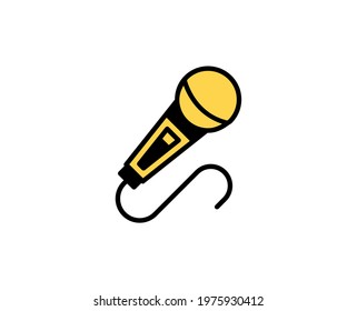 Microphone flat icon. Single high quality outline symbol for web design or mobile app.  Holidays thin line signs for design logo, visit card, etc. Outline pictogram EPS10